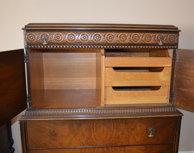 Vintage Jacobean Revival Style Walnut High Dresser