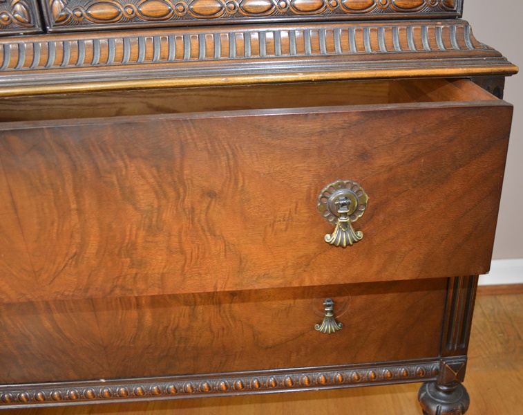 Vintage Jacobean Revival Style Walnut High Dresser