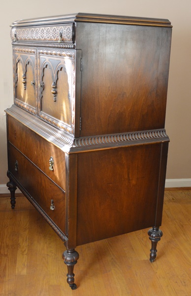 Vintage Jacobean Revival Style Walnut High Dresser