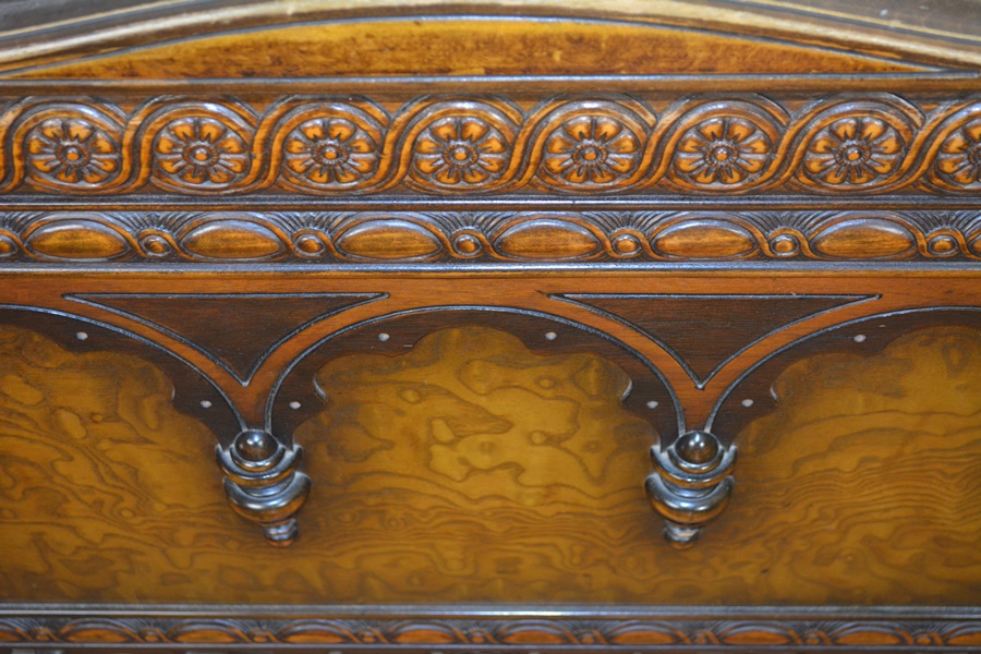 Vintage Jacobean Revival Style Walnut Double Bed