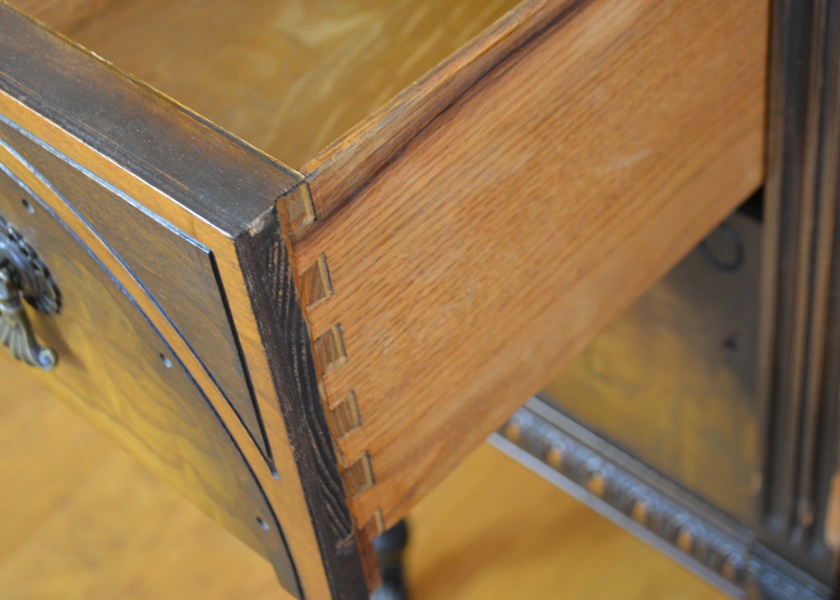 Vintage Jacobean Revival Style Walnut Dressing Table With Bench
