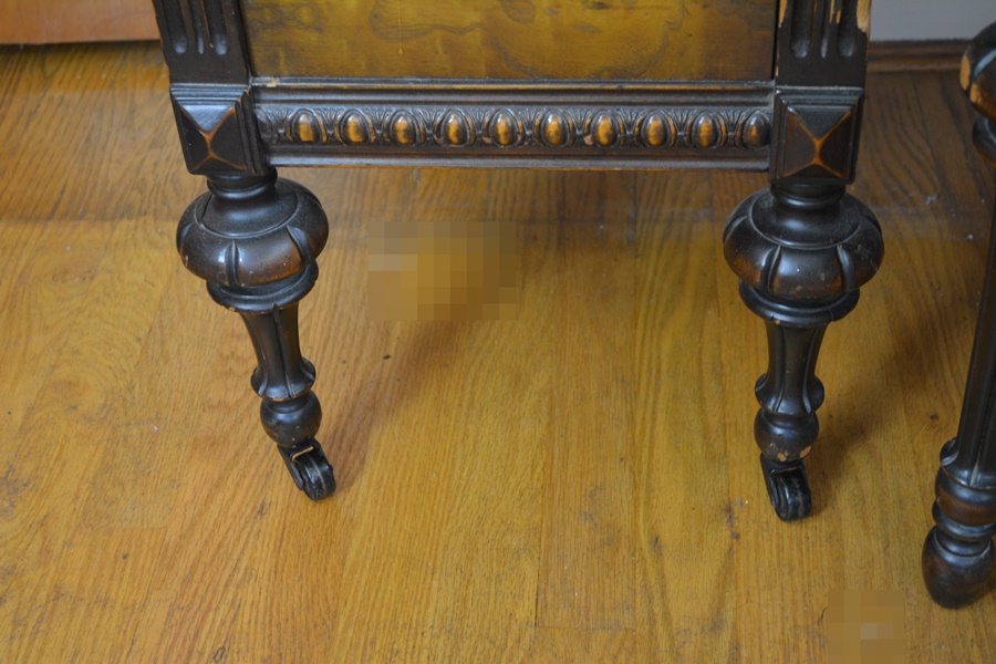 Vintage Jacobean Revival Style Walnut Dressing Table With Bench