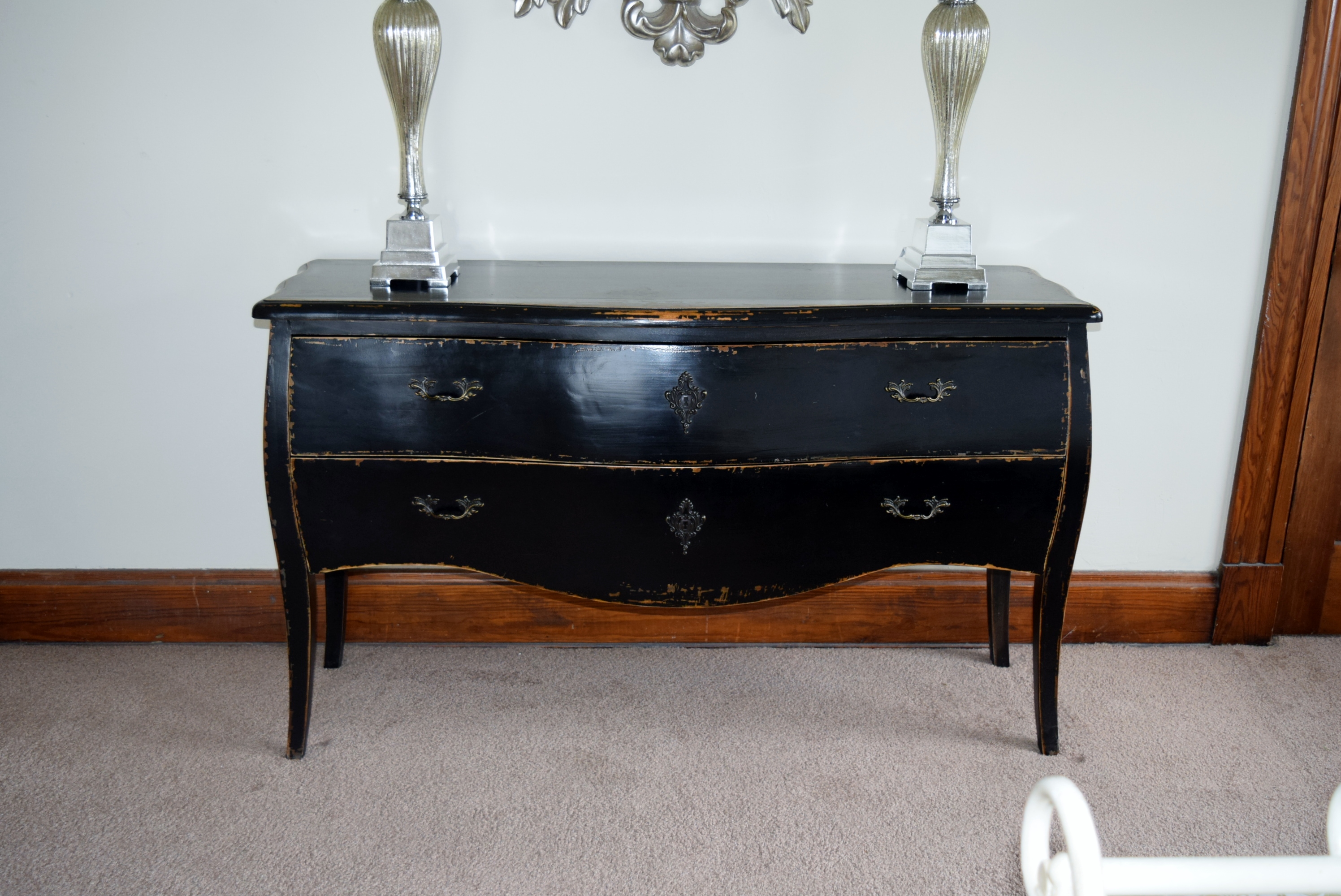 Arhaus Two Drawer Black Chest Console or Buffet