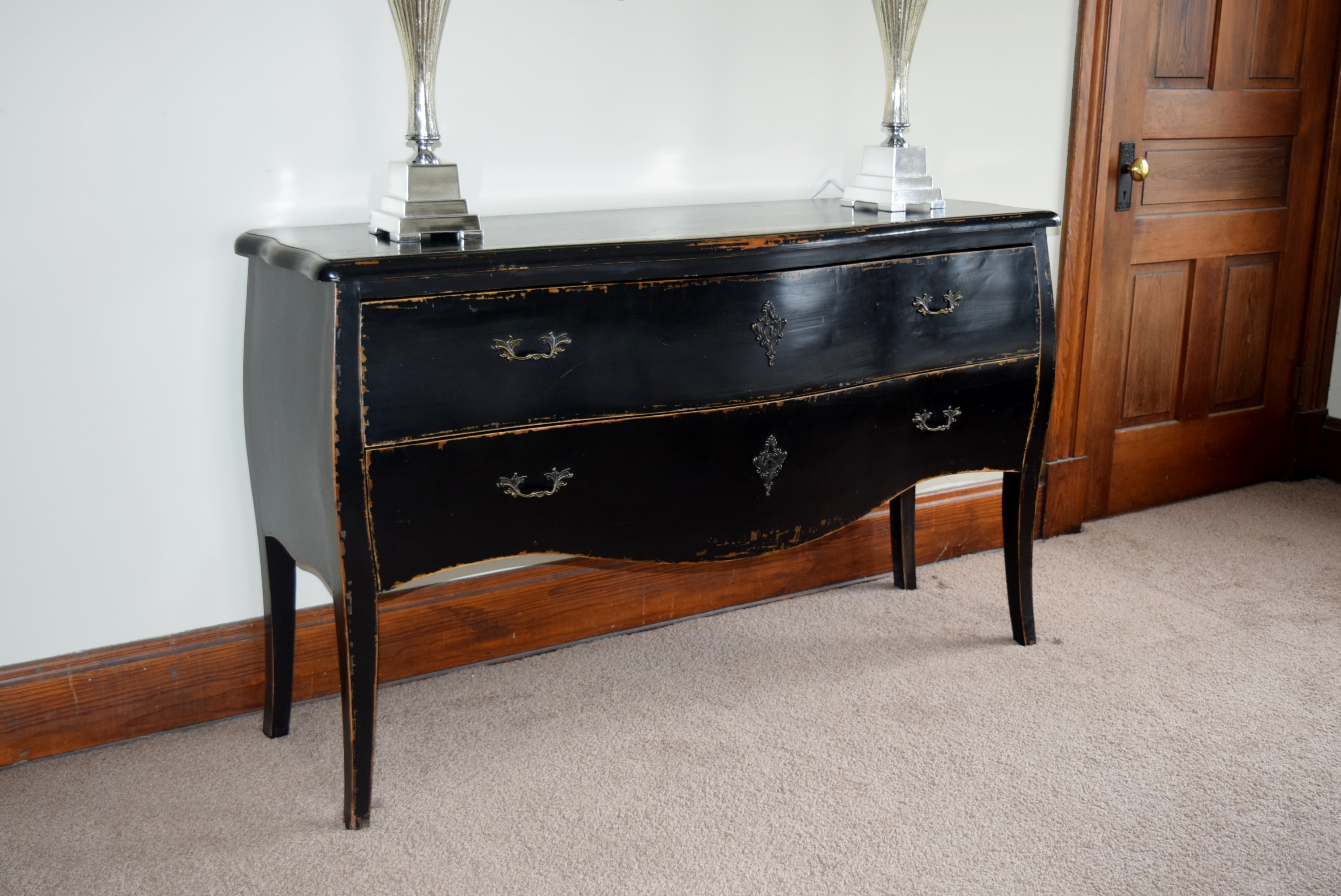 Arhaus Two Drawer Black Chest Console or Buffet