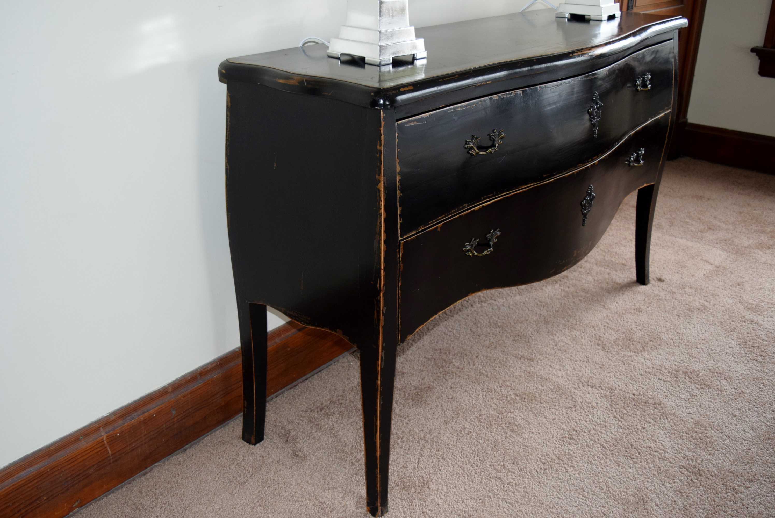 Arhaus Two Drawer Black Chest Console or Buffet