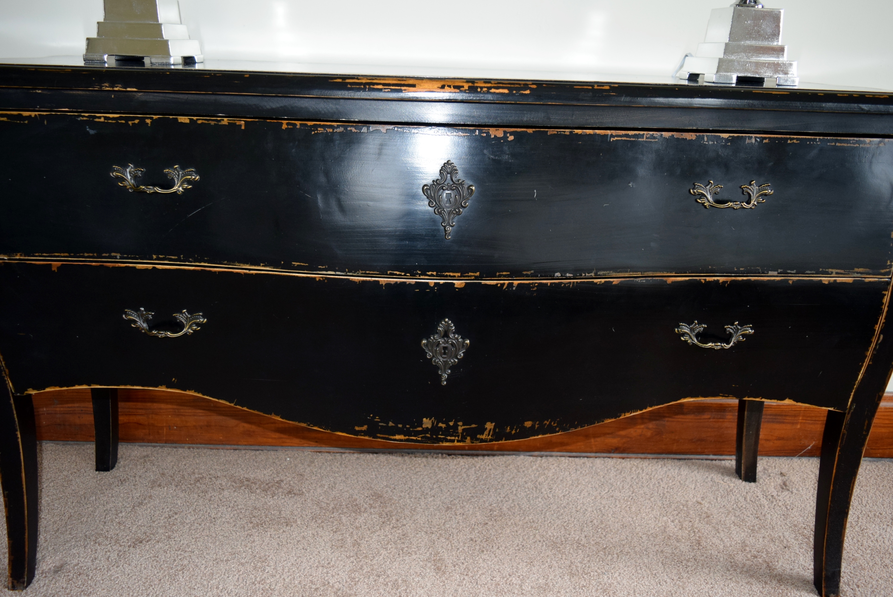 Arhaus Two Drawer Black Chest Console or Buffet