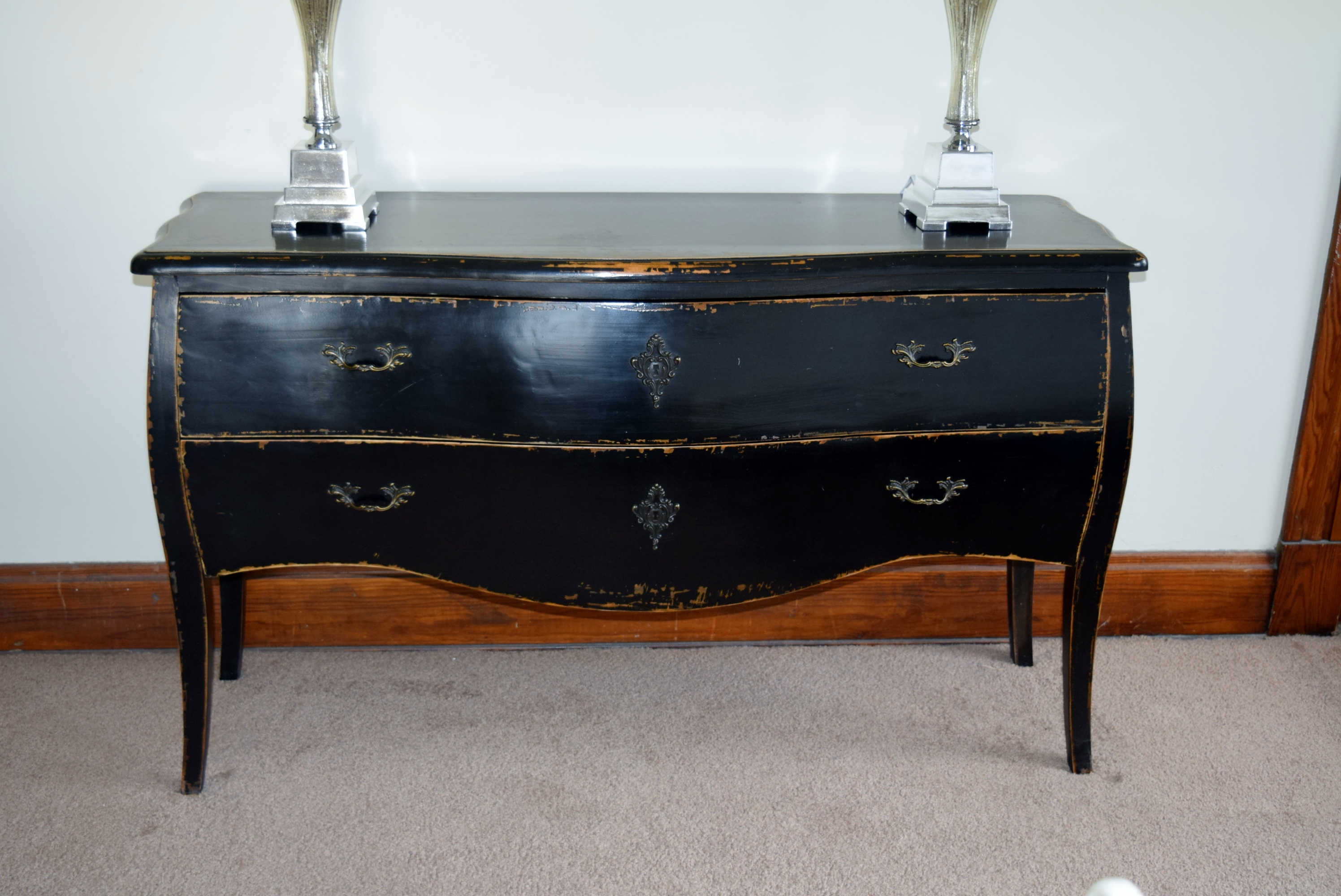 Arhaus Two Drawer Black Chest Console or Buffet