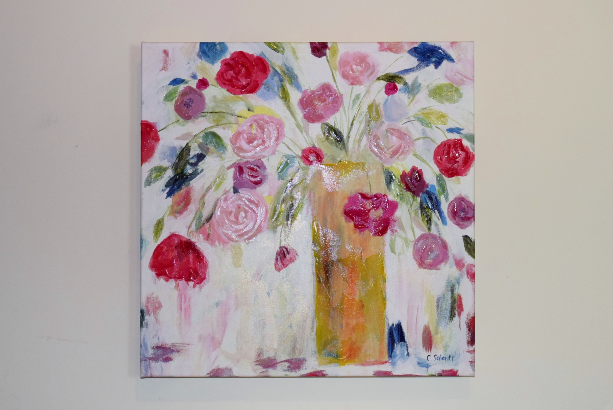 Floral Handpainted Giclee on Canvas by Artist Carrie Schmitt