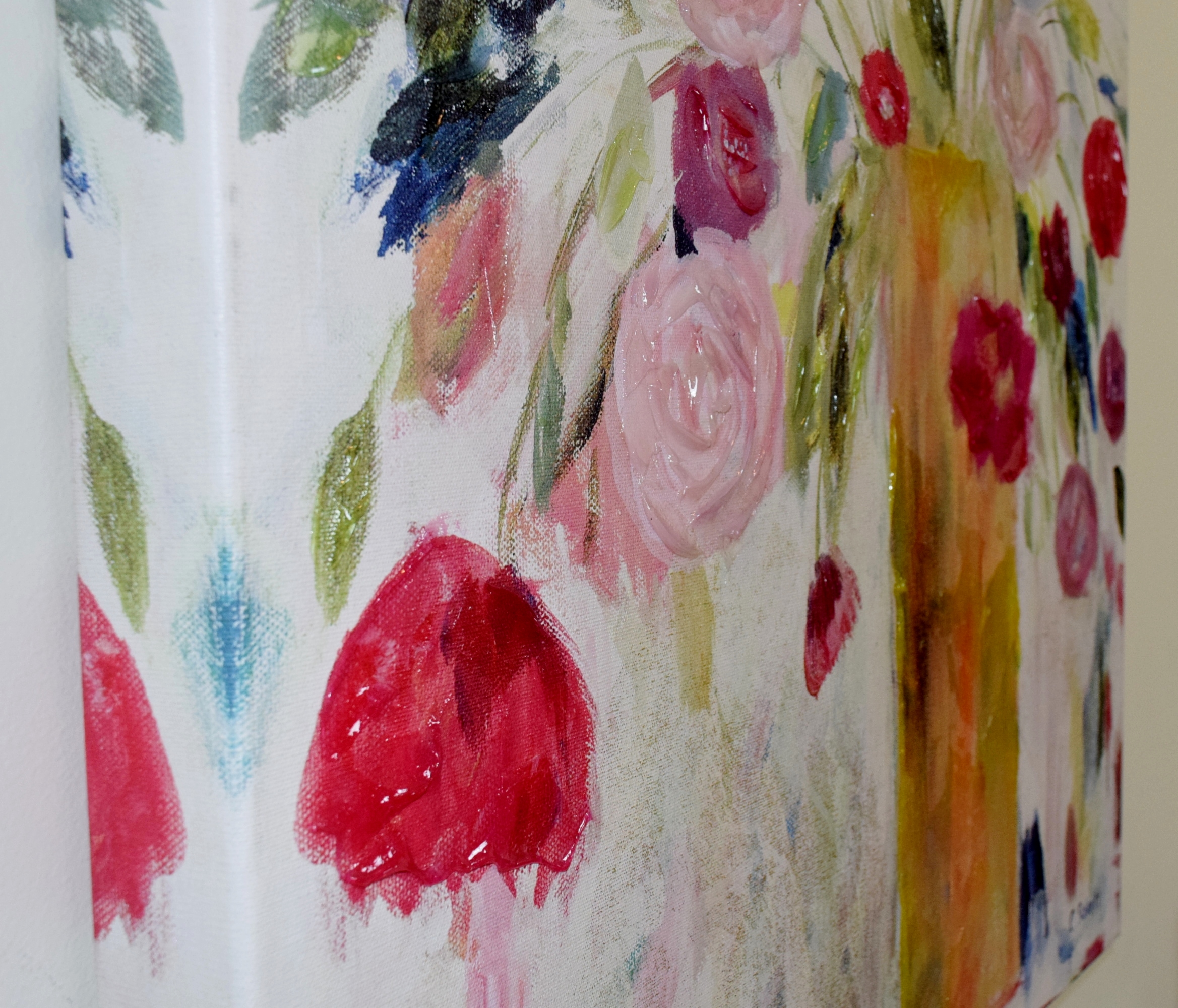 Floral Handpainted Giclee on Canvas by Artist Carrie Schmitt