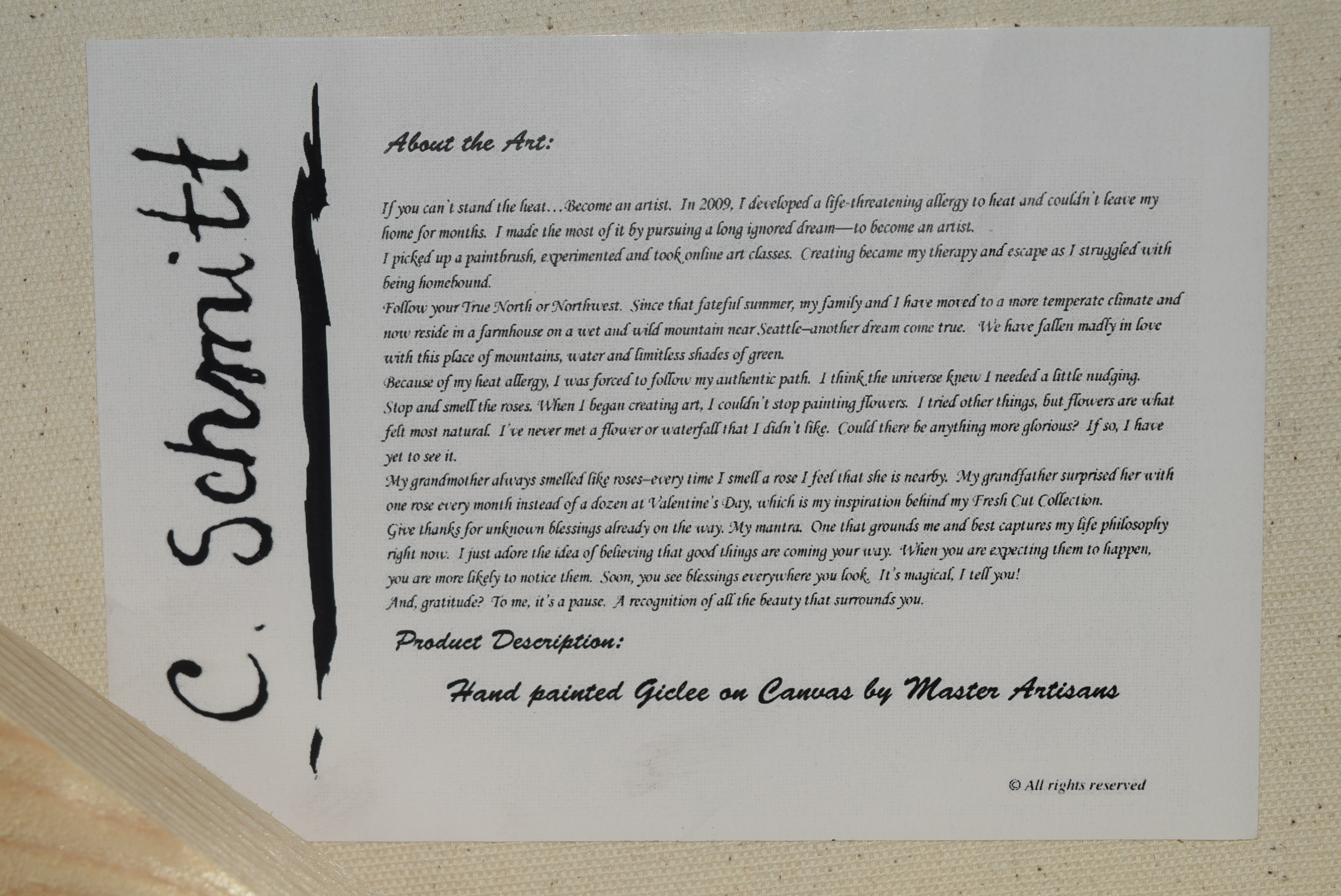 Floral Handpainted Giclee on Canvas by Artist Carrie Schmitt