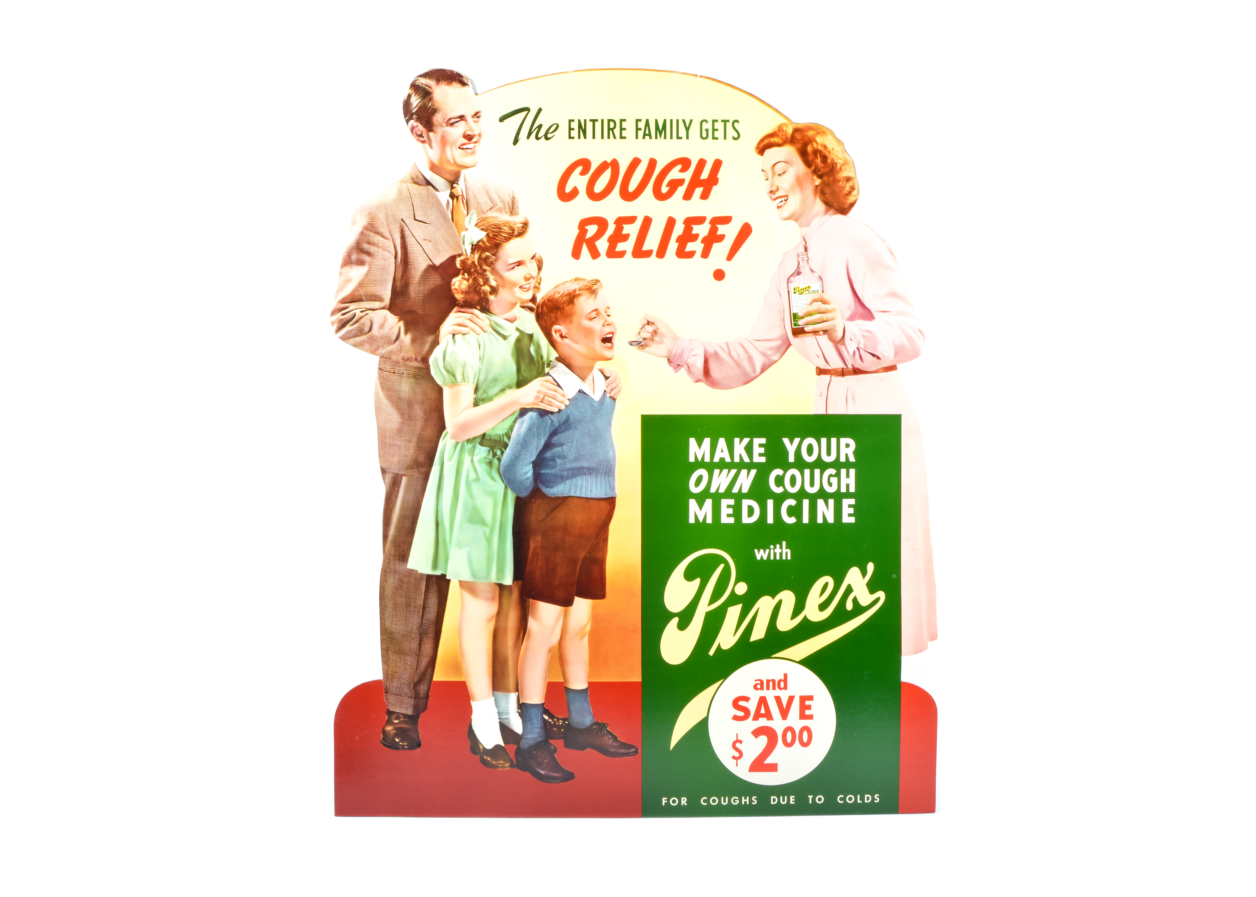 Large Vintage Pinex Cough Syrup Advertisement