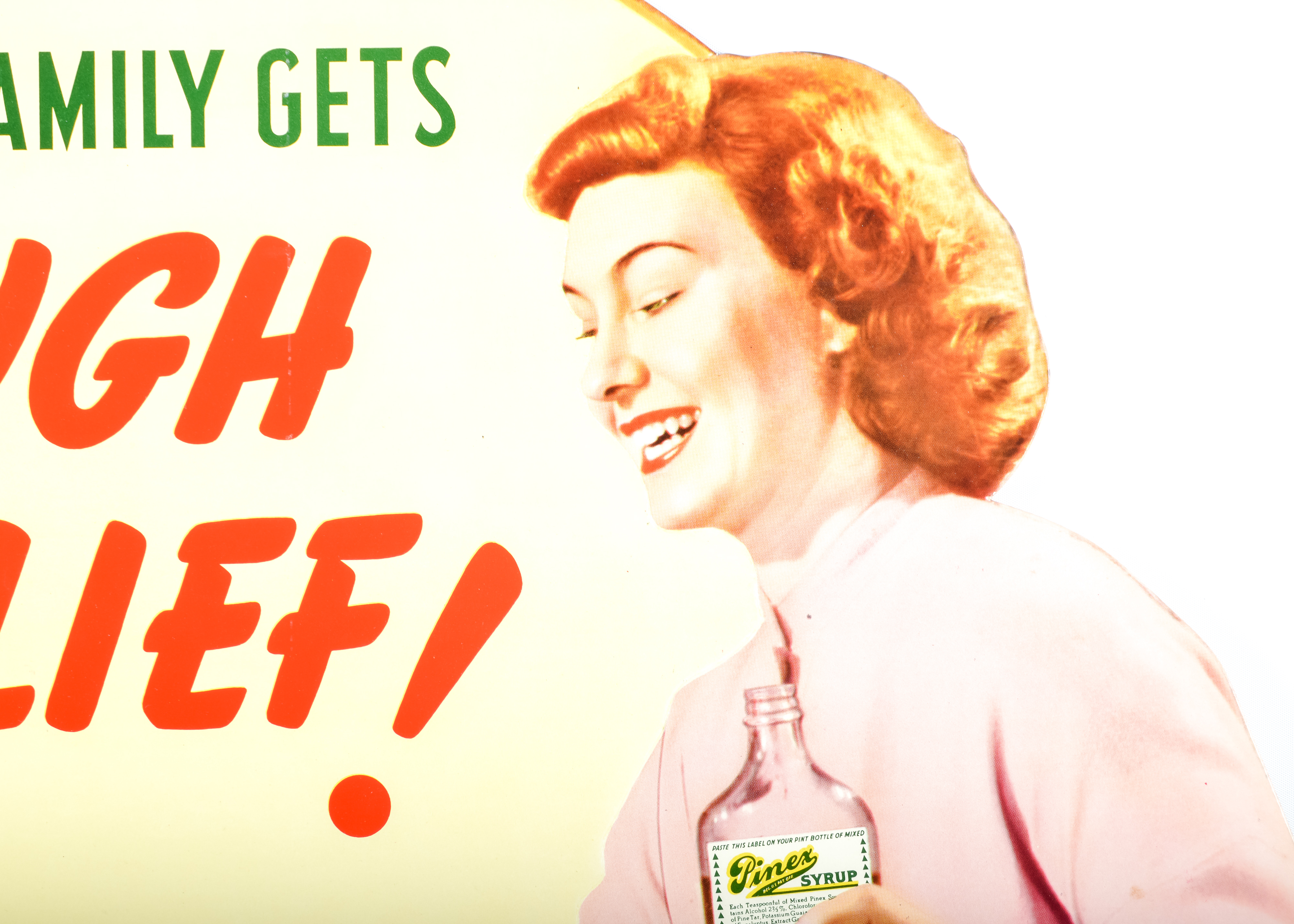 Large Vintage Pinex Cough Syrup Advertisement