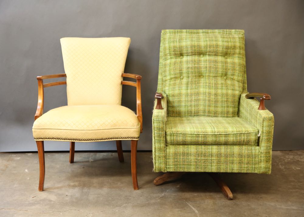 Two Vintage Upholstered Armchairs