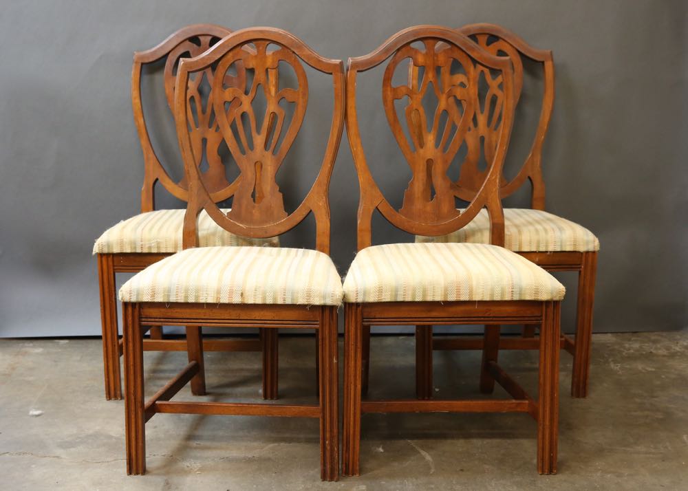 Four Reproduction Hepplewhite Style Dining Chairs