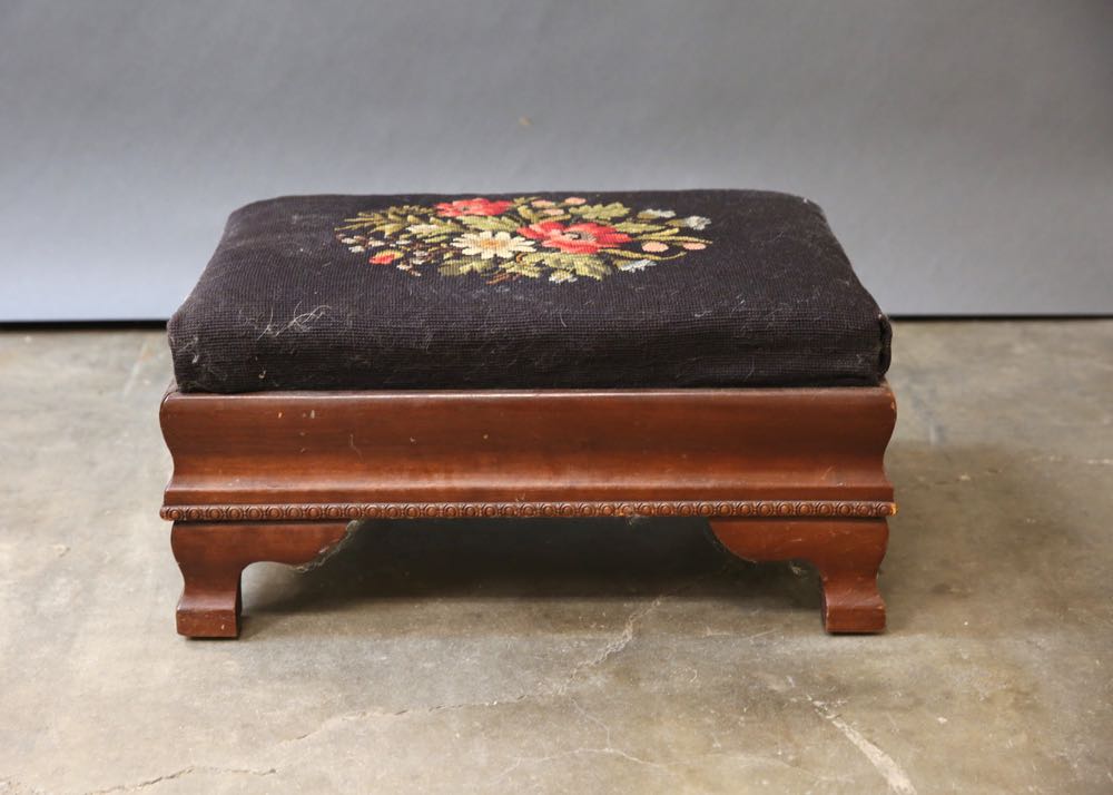 Vintage Needlepoint Footstool