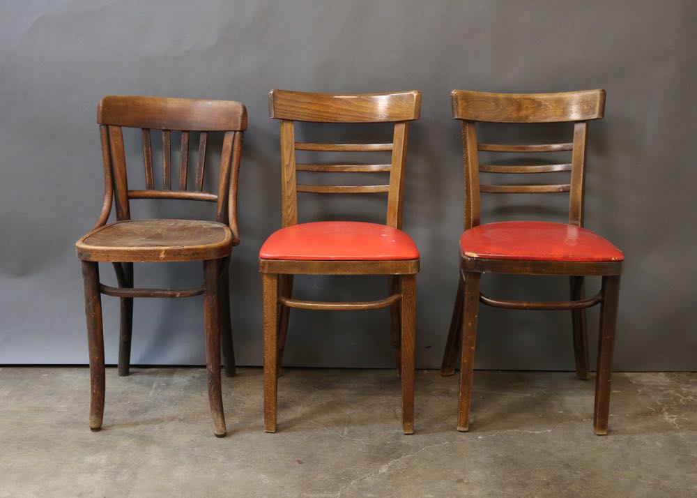 Three Vintage Wooden Side Chairs