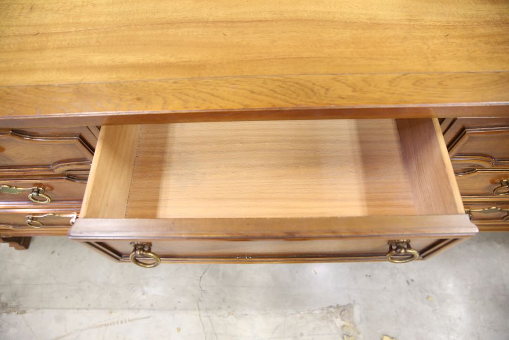 Pecan Finish Dresser with Nine Drawers