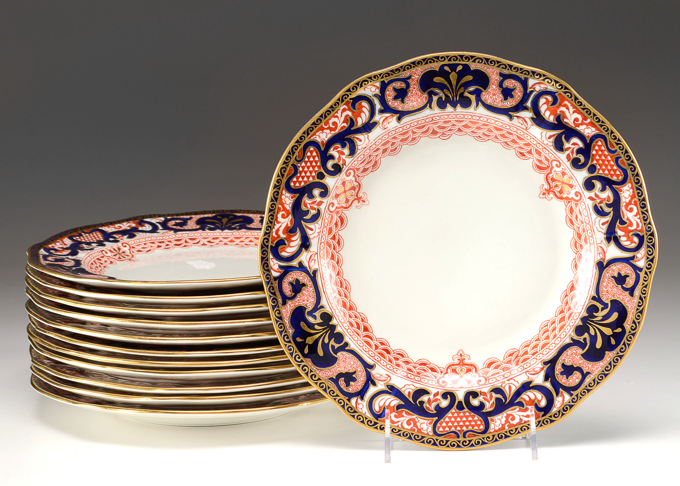 Set of Twelve Royal Crown Derby China Dinner Plates