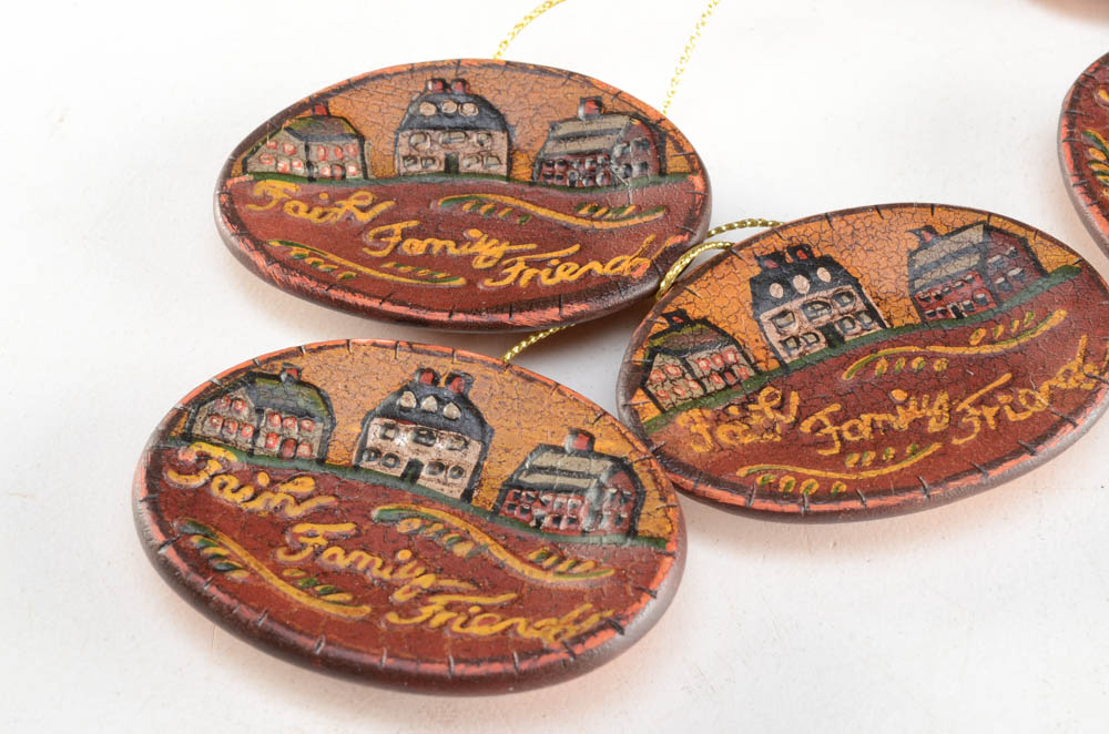 Ragon House Redware Ornaments "Faith Family Friends"