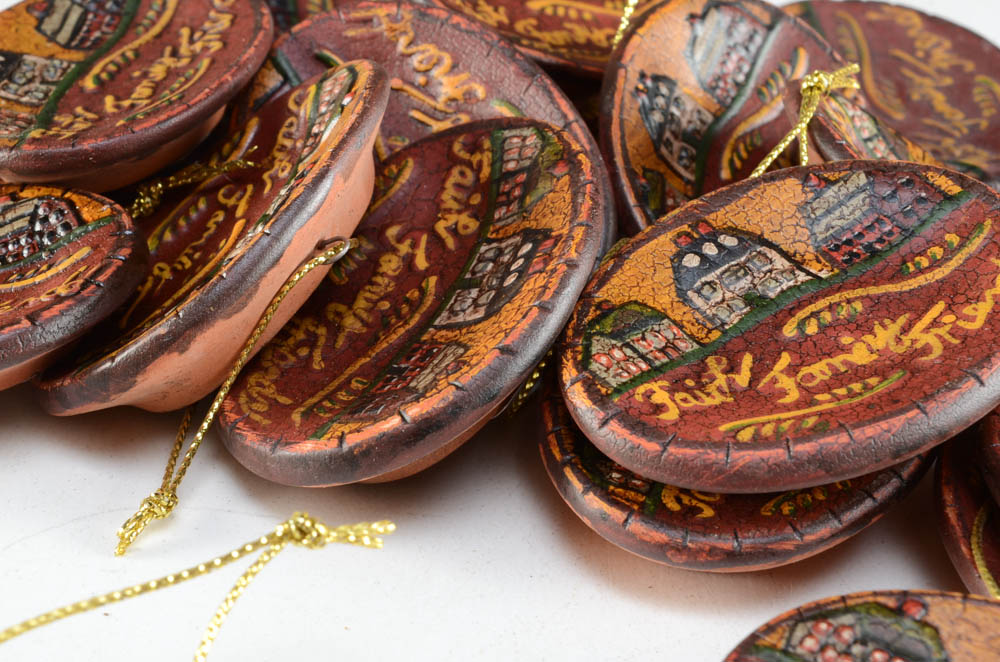 Ragon House Redware Ornaments "Faith Family Friends"