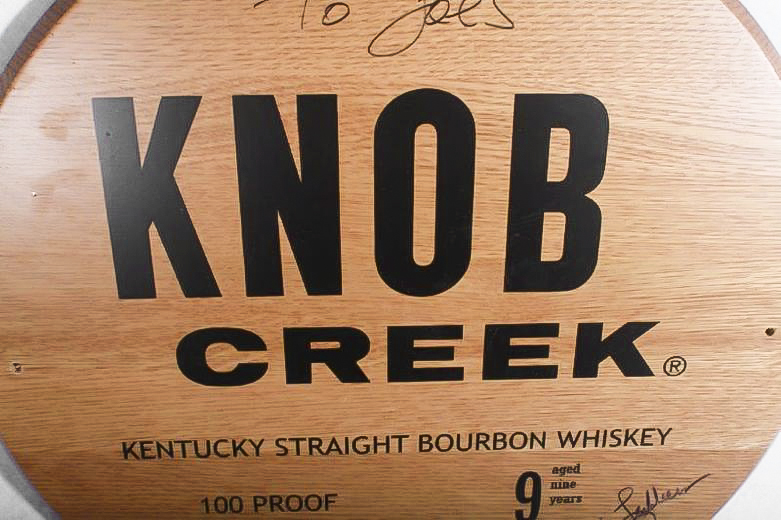 Signed Knob Creek Bourbon Whiskey Barrel Head