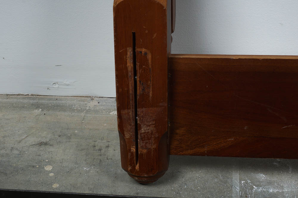 Full Size Cherry Bed Frame With Spindle and Shield Embellishments