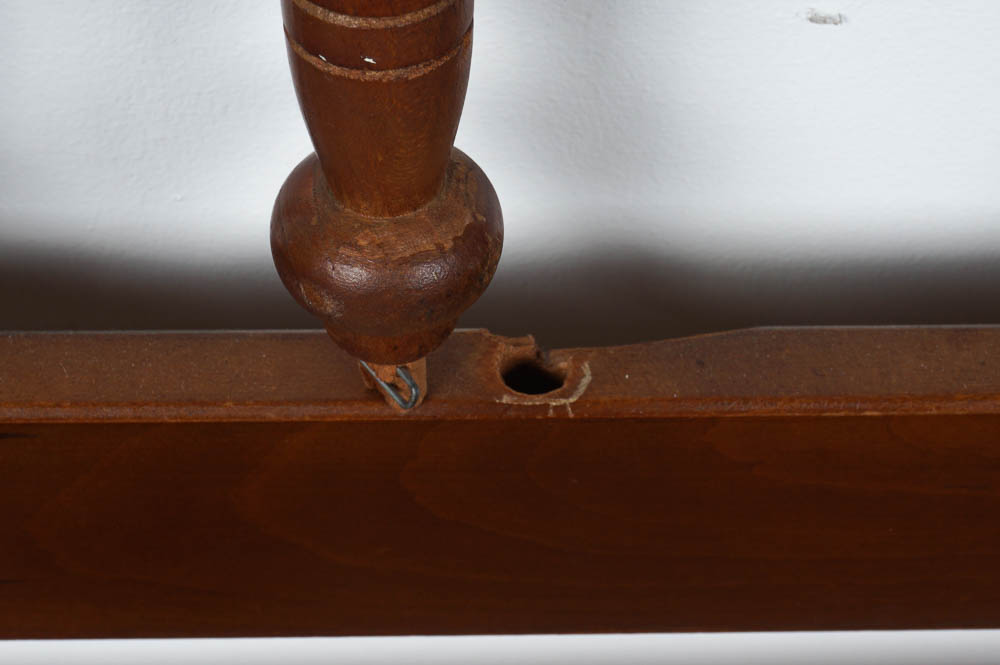 Full Size Cherry Bed Frame With Spindle and Shield Embellishments