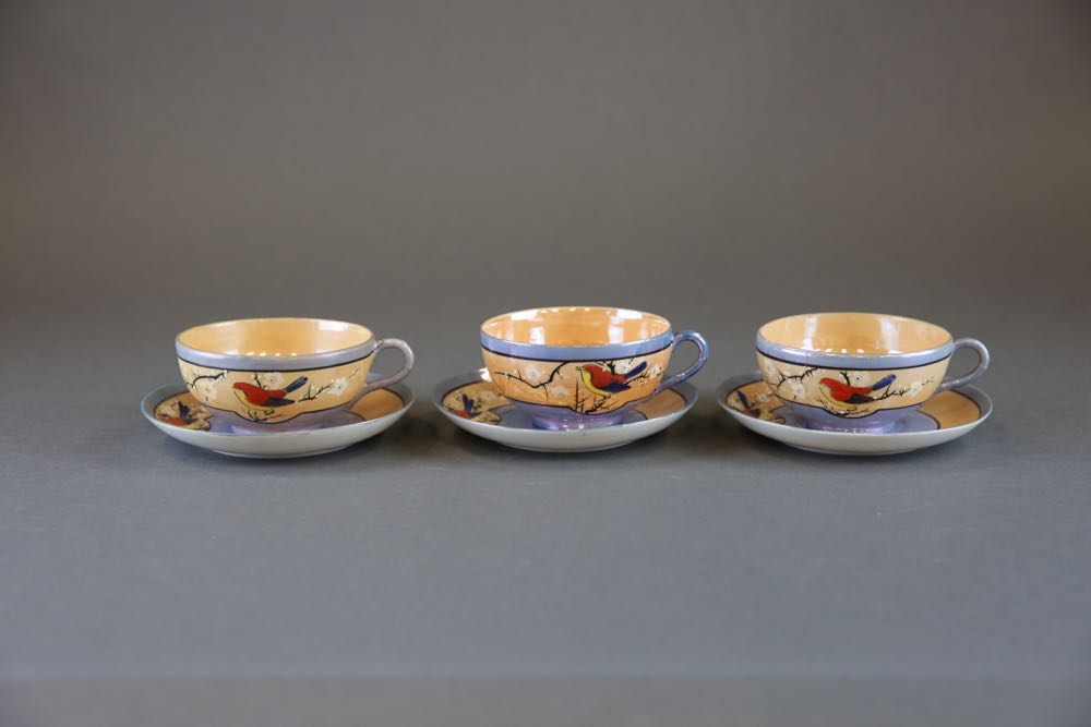 Vintage Japanese Lusterware Teacups, Saucers, and Accessories