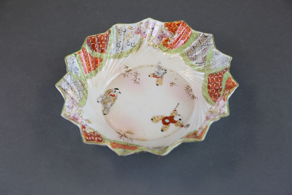 Vintage Geisha Girl Porcelain Cups, Saucers, and Bowl