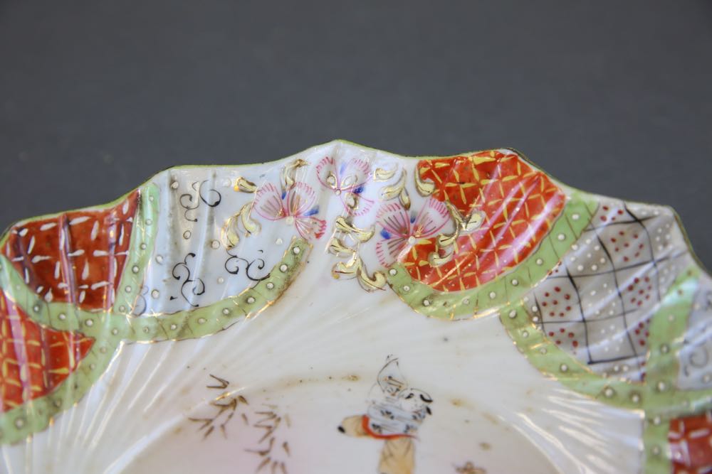 Vintage Geisha Girl Porcelain Cups, Saucers, and Bowl