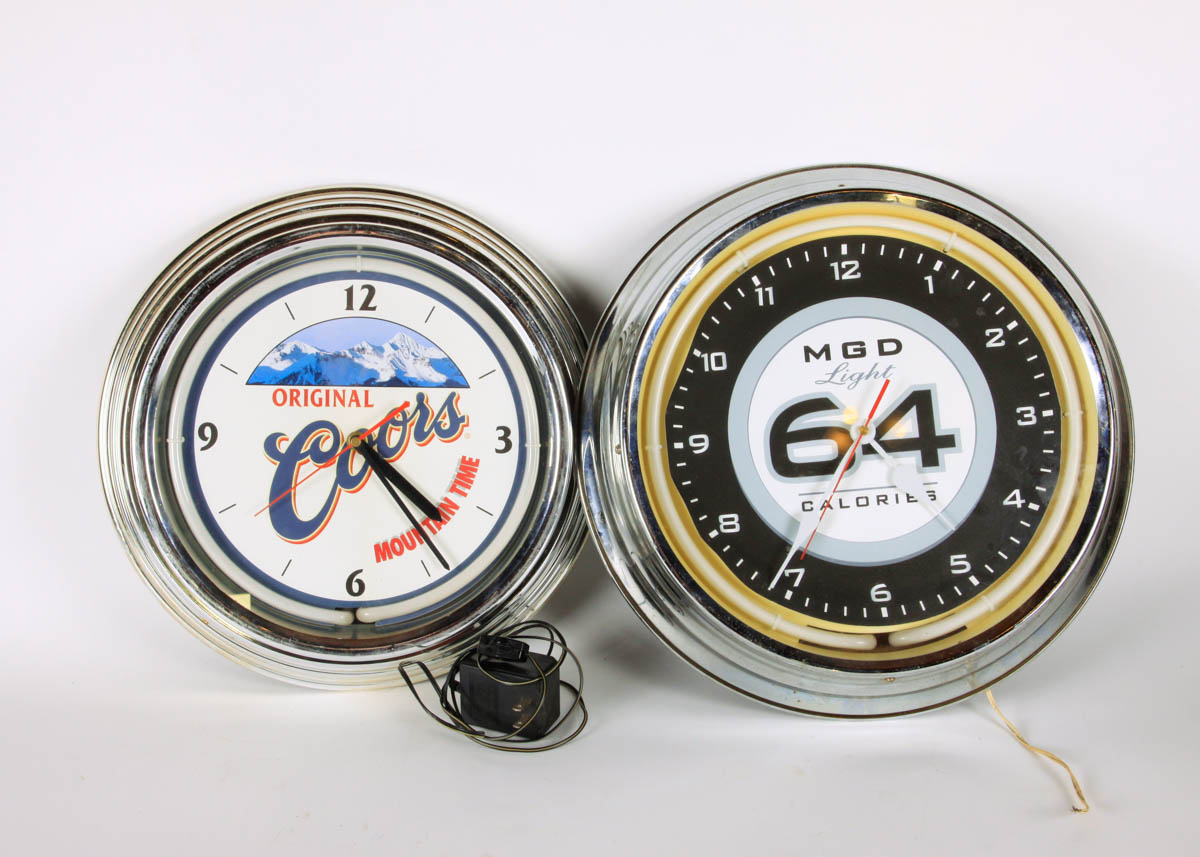Coors and Miller Genuine Draft Bar Clocks