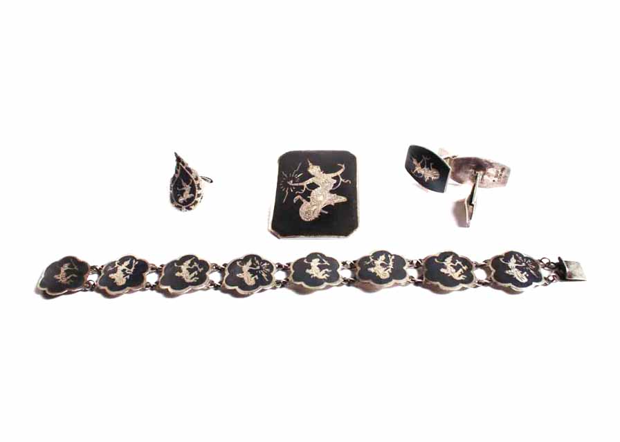 Vintage Siam Sterling Silver Niello Jewelry Collection