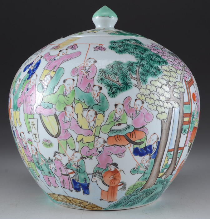 Polychrome Chinese 100 Boy Jar Kangxi Period