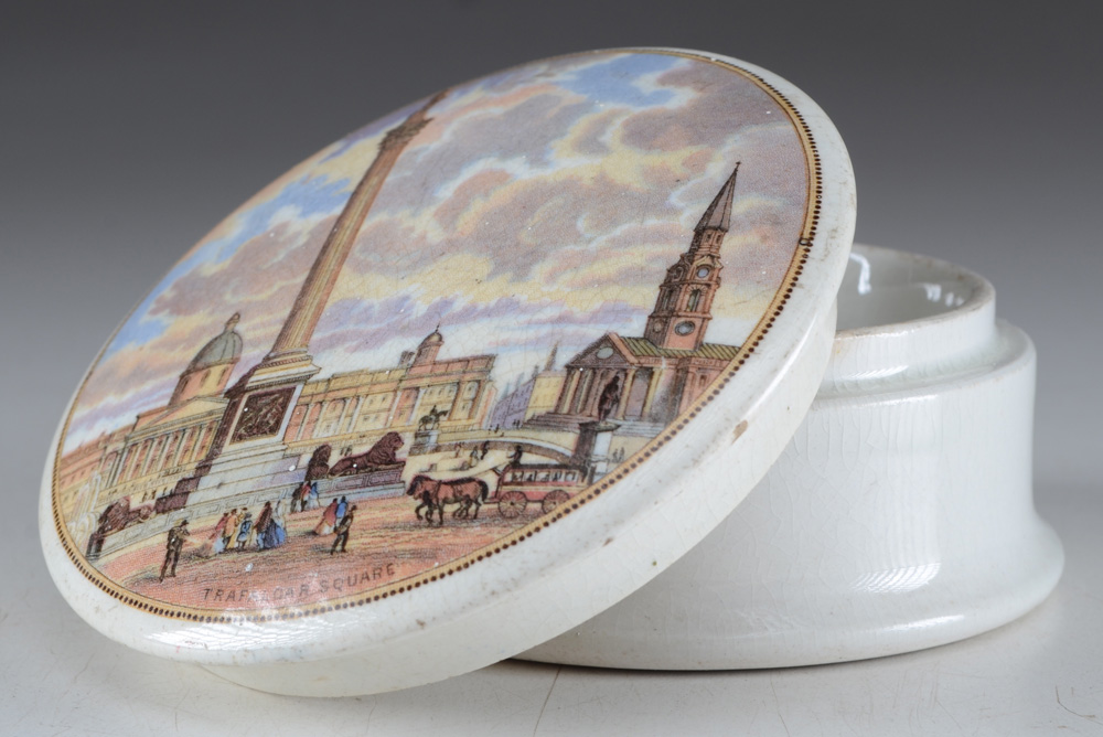 Rare Prattware "Trafalgar Square" Lidded Jar
