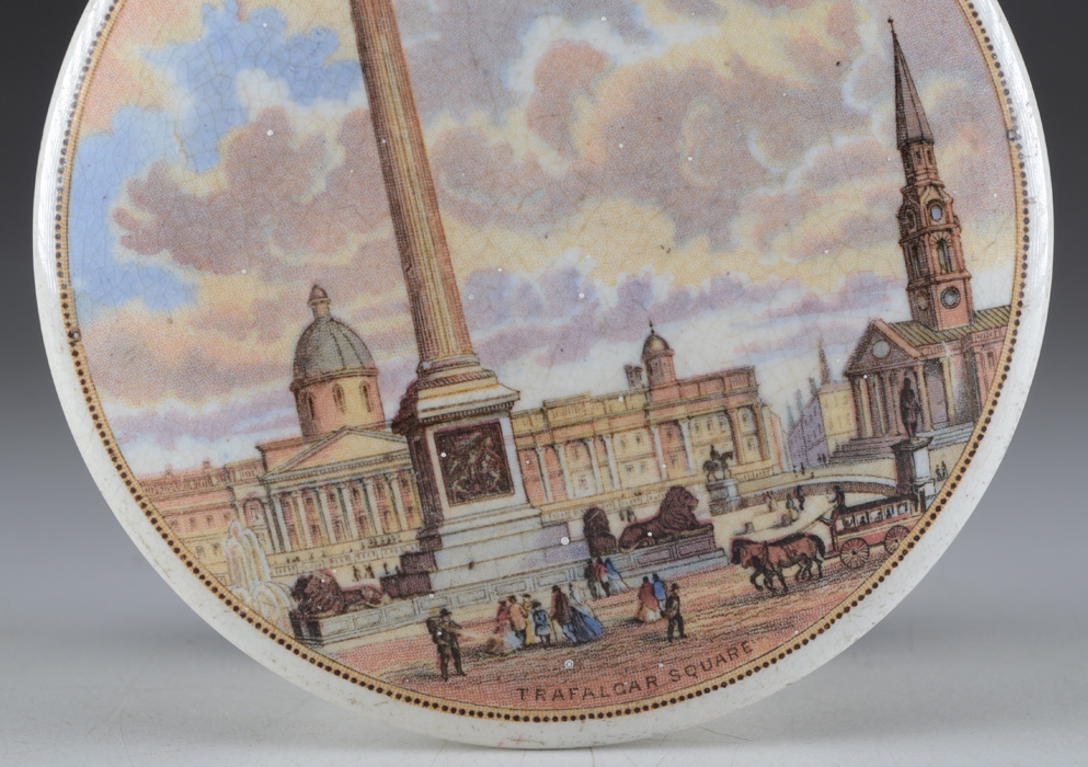 Rare Prattware "Trafalgar Square" Lidded Jar