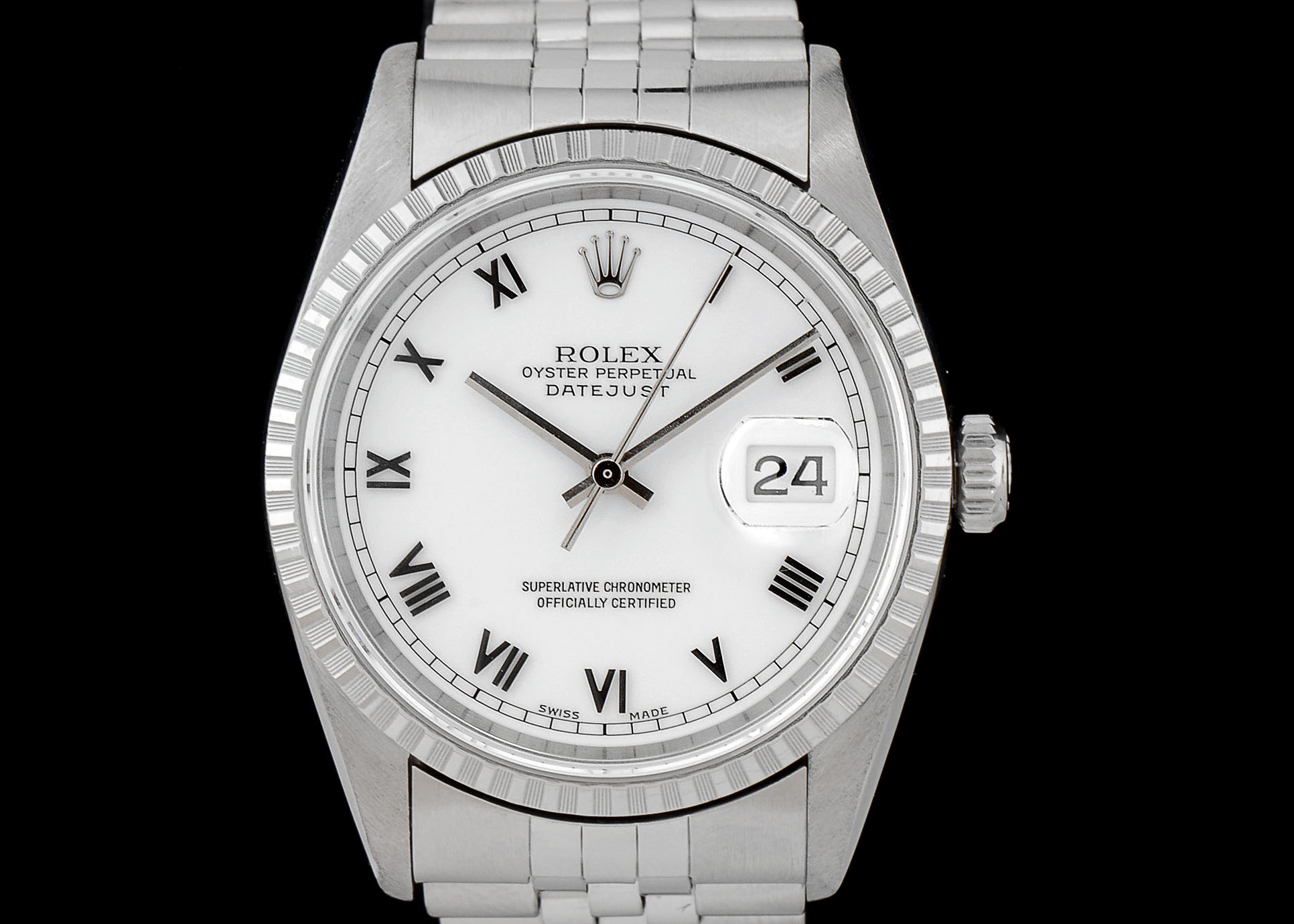 Rolex Datejust Steel 16220 Automatic White Roman Dial on Jubilee