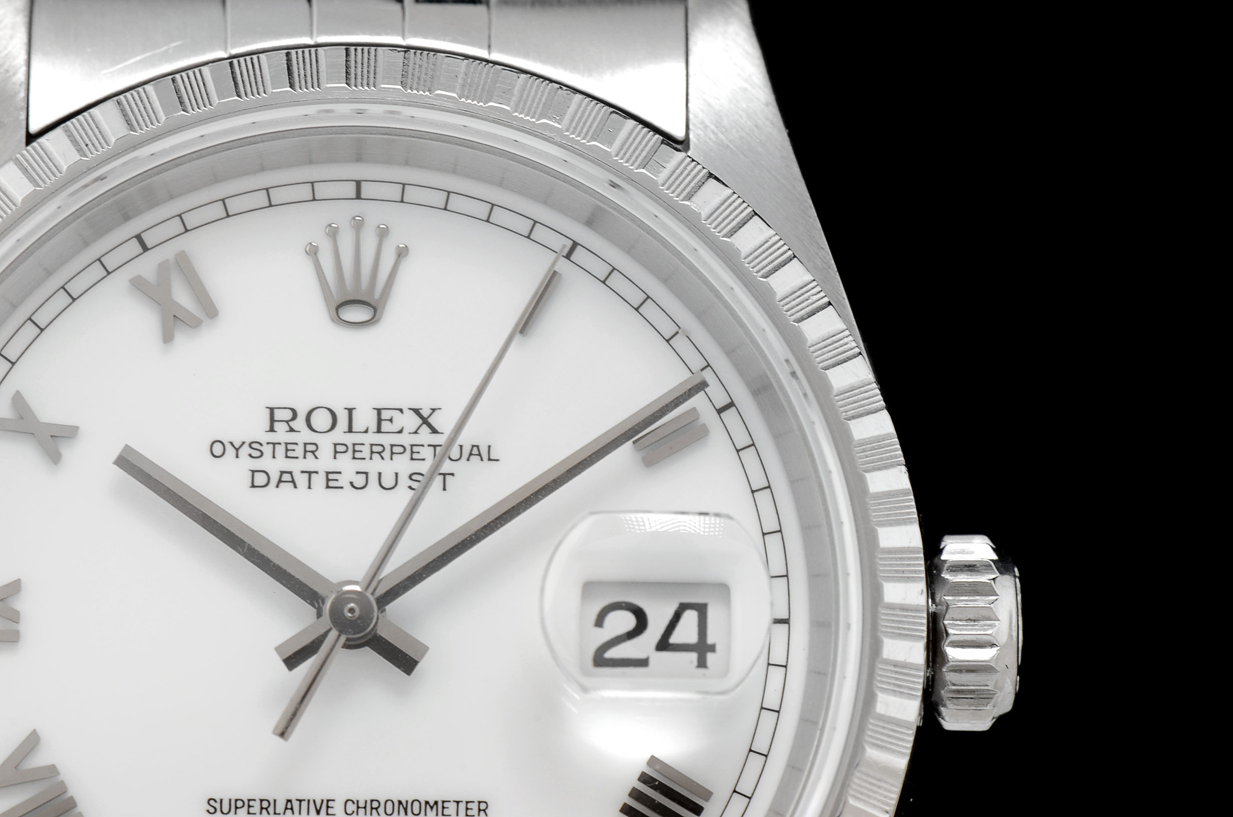 Rolex Datejust Steel 16220 Automatic White Roman Dial on Jubilee