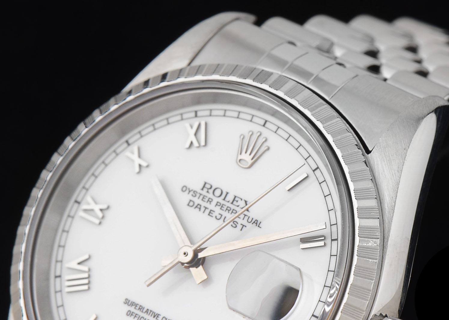 Rolex Datejust Steel 16220 Automatic White Roman Dial on Jubilee