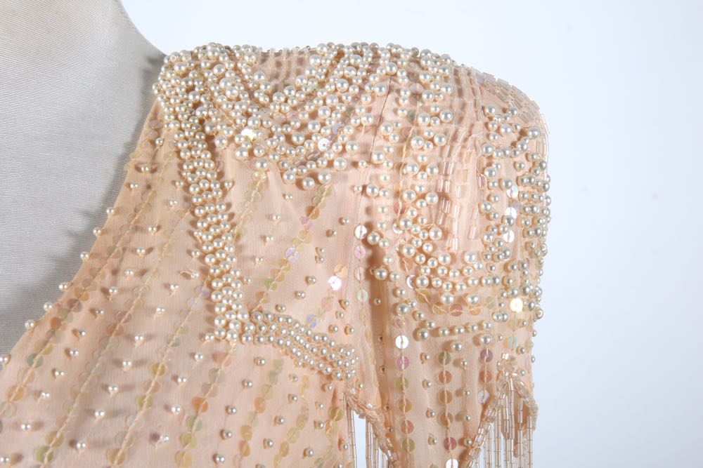 Two Vintage Beaded Evening Gowns