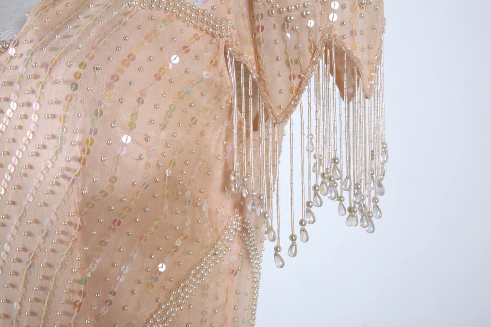 Two Vintage Beaded Evening Gowns