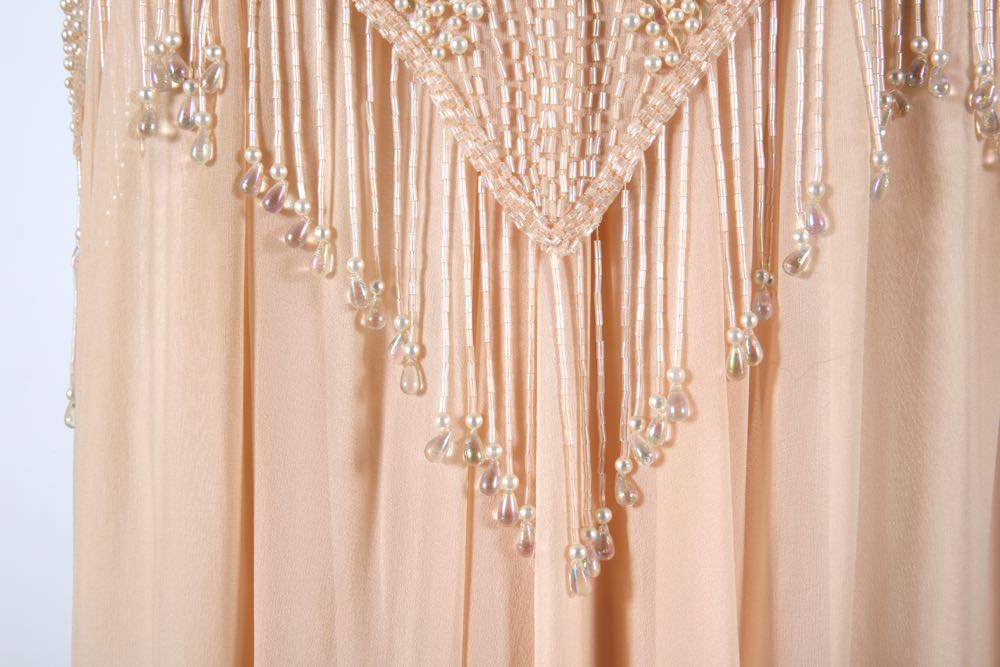 Two Vintage Beaded Evening Gowns