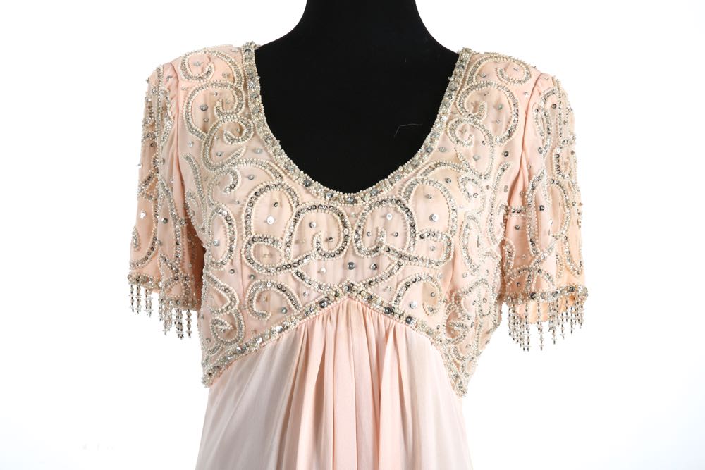 Two Vintage Beaded Evening Gowns