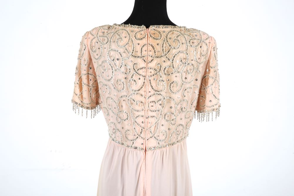 Two Vintage Beaded Evening Gowns