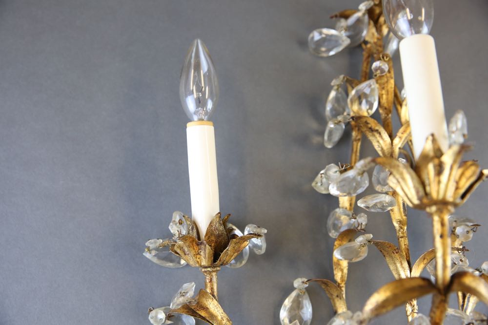 Pair of Vintage Hollywood Regency Electrified Sconces