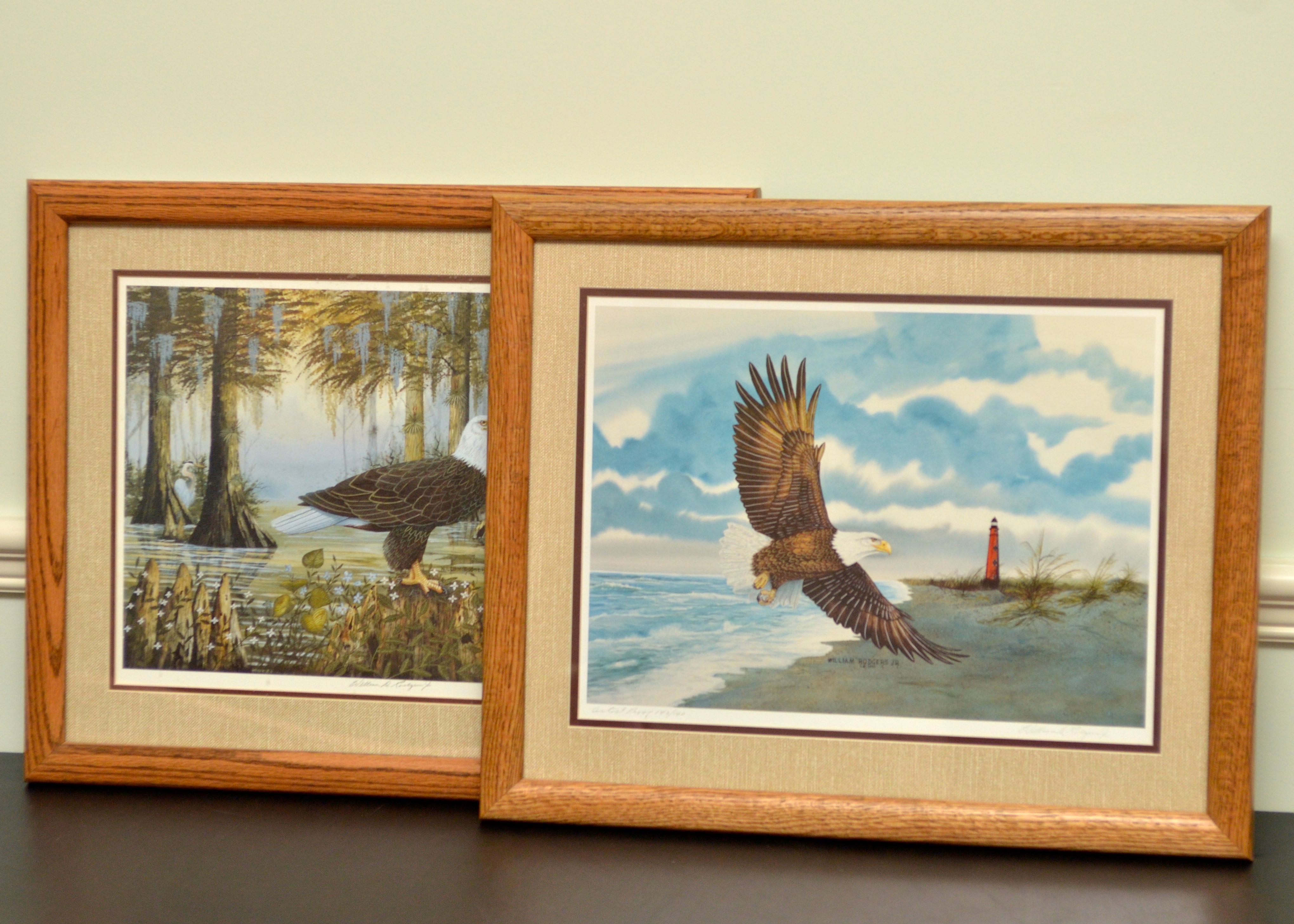 Pair of Framed William Rodgers Jr. Bald Eagle Giclées