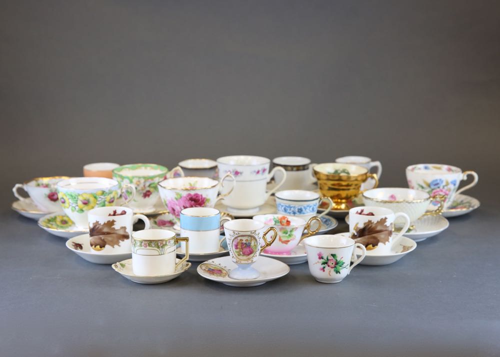 Collection of Vintage Tea Cups and Saucers