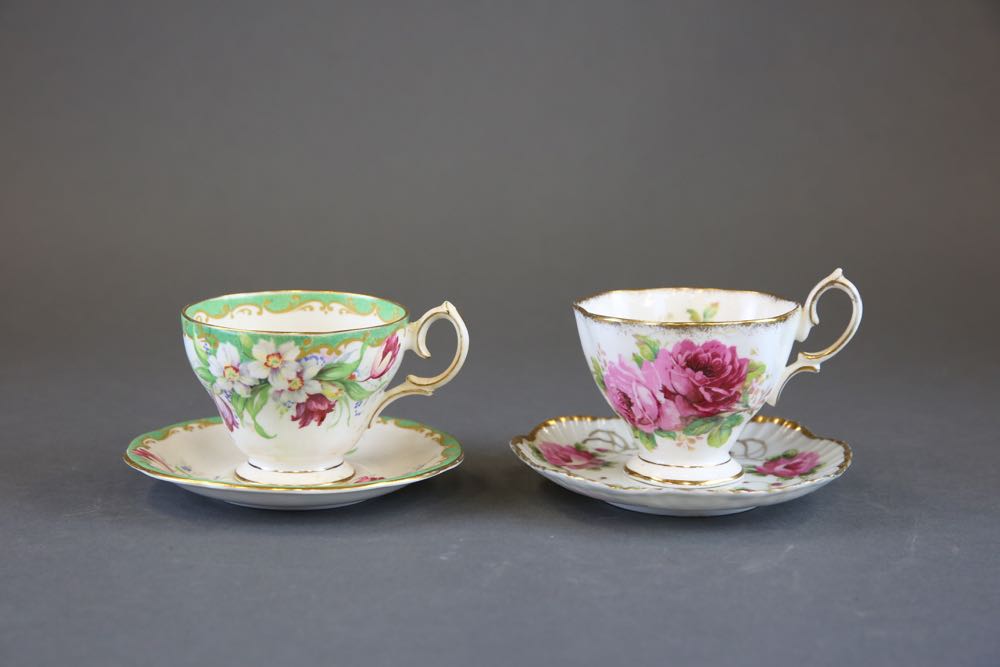 Collection of Vintage Tea Cups and Saucers