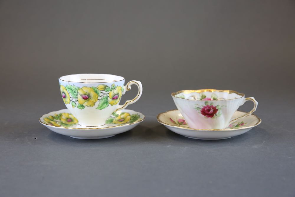 Collection of Vintage Tea Cups and Saucers