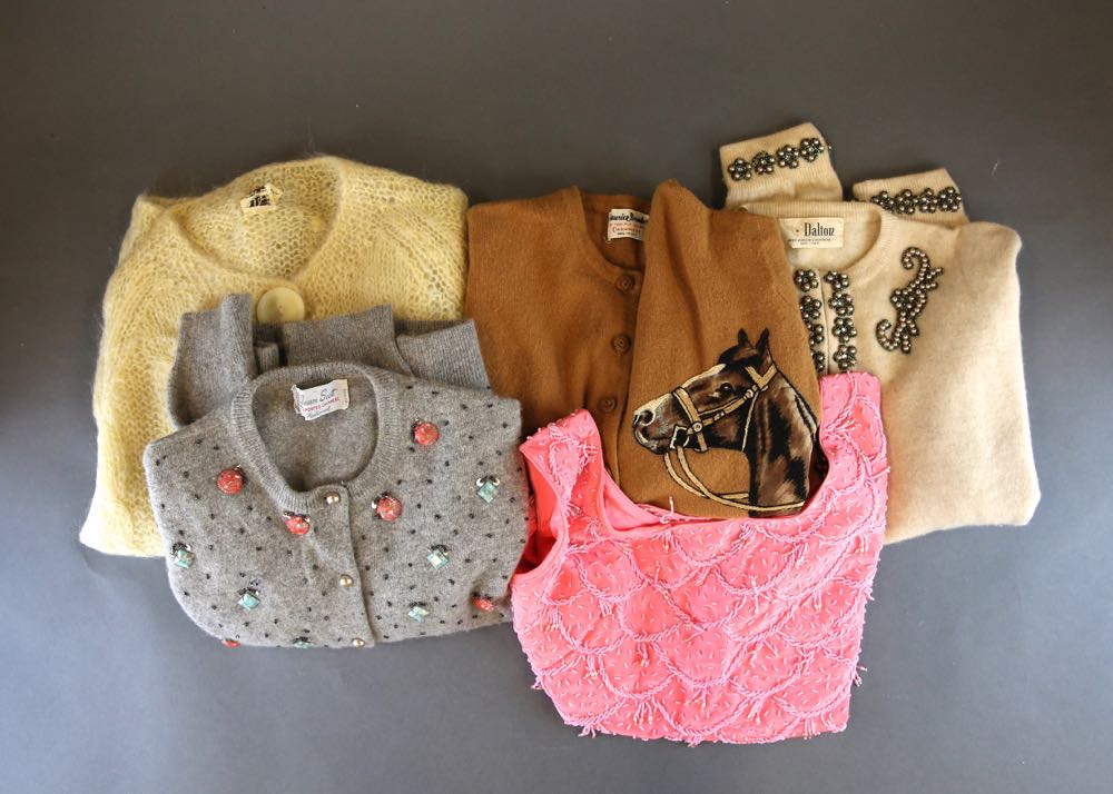Vintage Cardigan Sweaters and Beaded Top