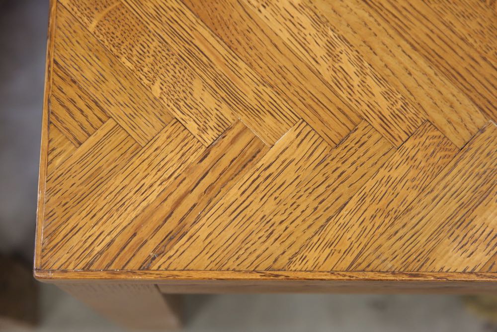 Pair of Parquetry Veneer End Tables